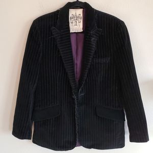 ARTINE BLACK PINSTRIPE VELVET JACKET